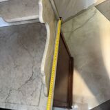 Antique wood and marble kitchen sideboard with carved backsplash