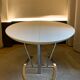 Oval tables white leather and stainless steel matrix with central stitching