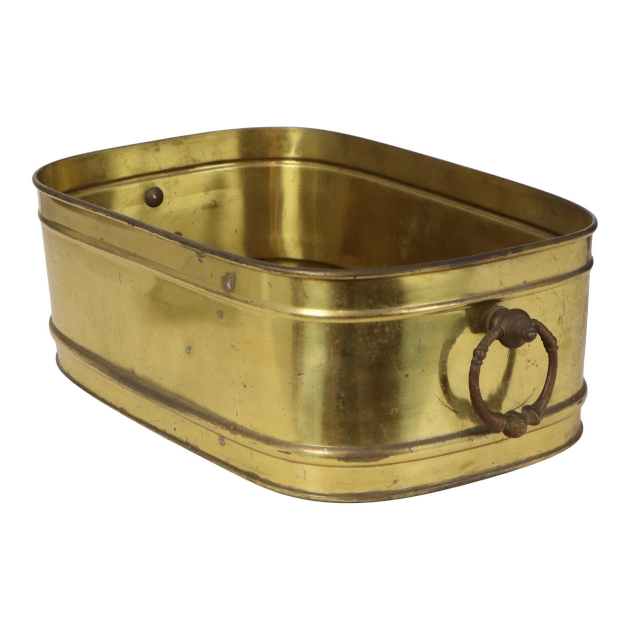 Large Oval Brass Planter Vintage XL Cachepot 41cm