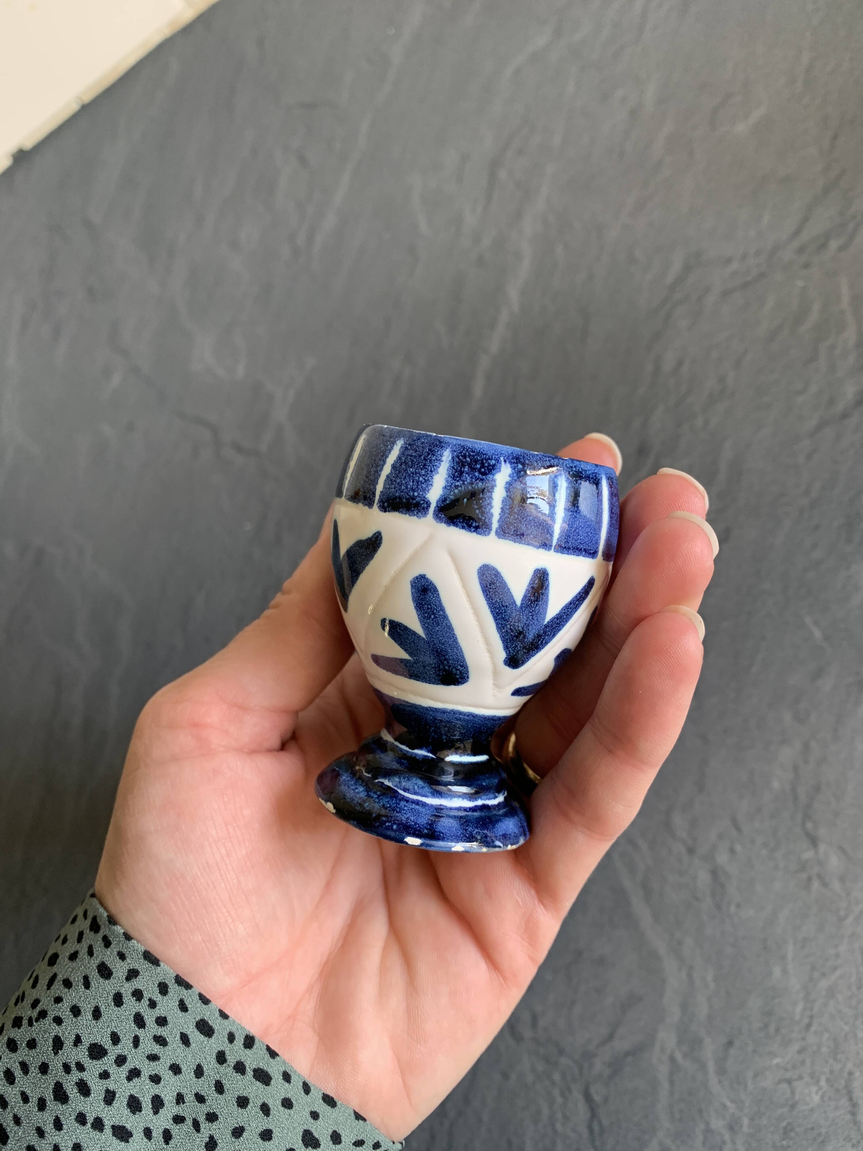 2 vintage Italian ceramic egg cups