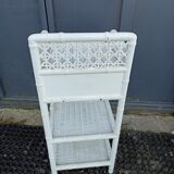 Bamboo shelf and loose white rattan