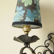Antique black and gold metal wall lamp - 18th century style foliage lampshade