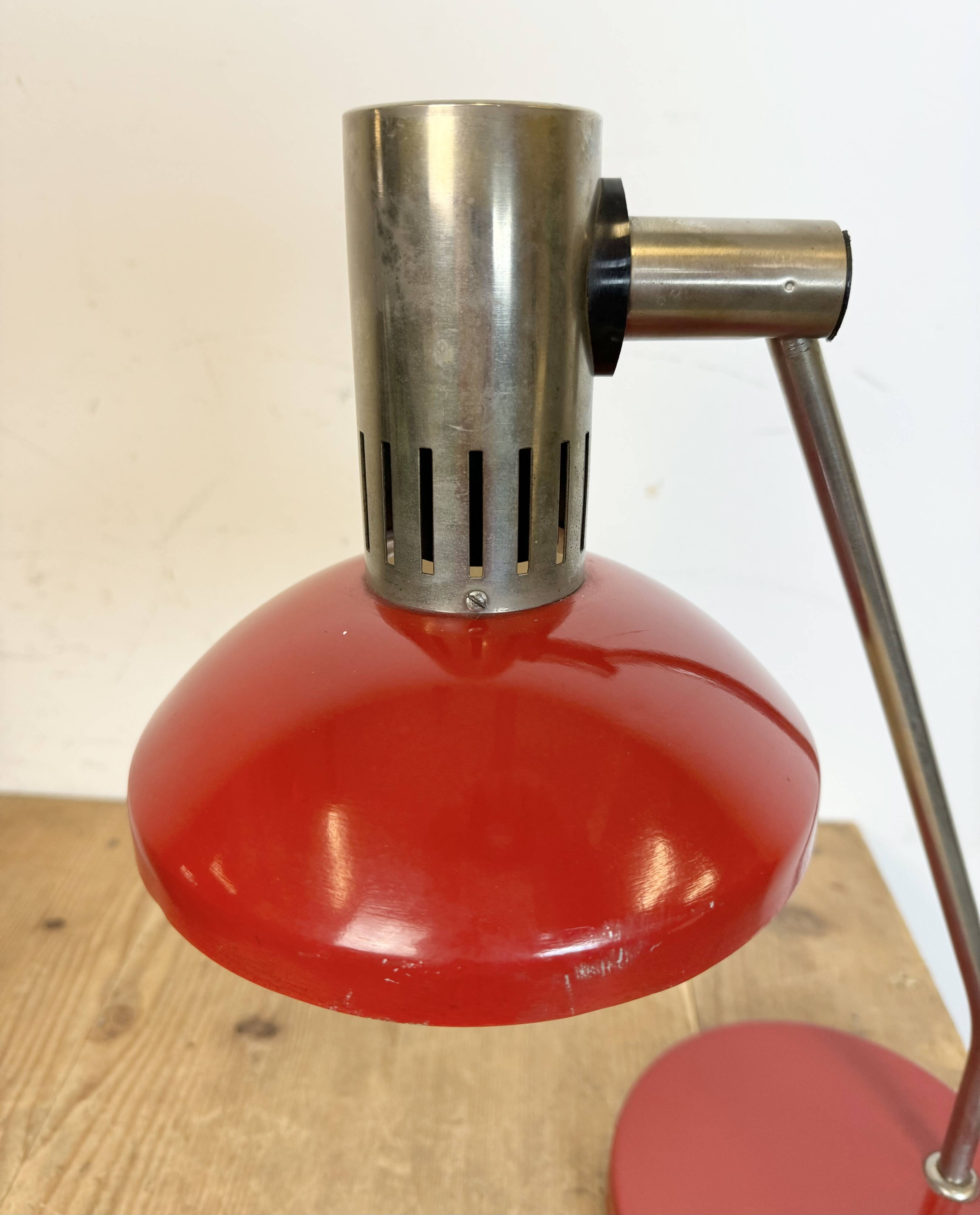 Vintage red east german table lamp from aka leuchten, 1970s