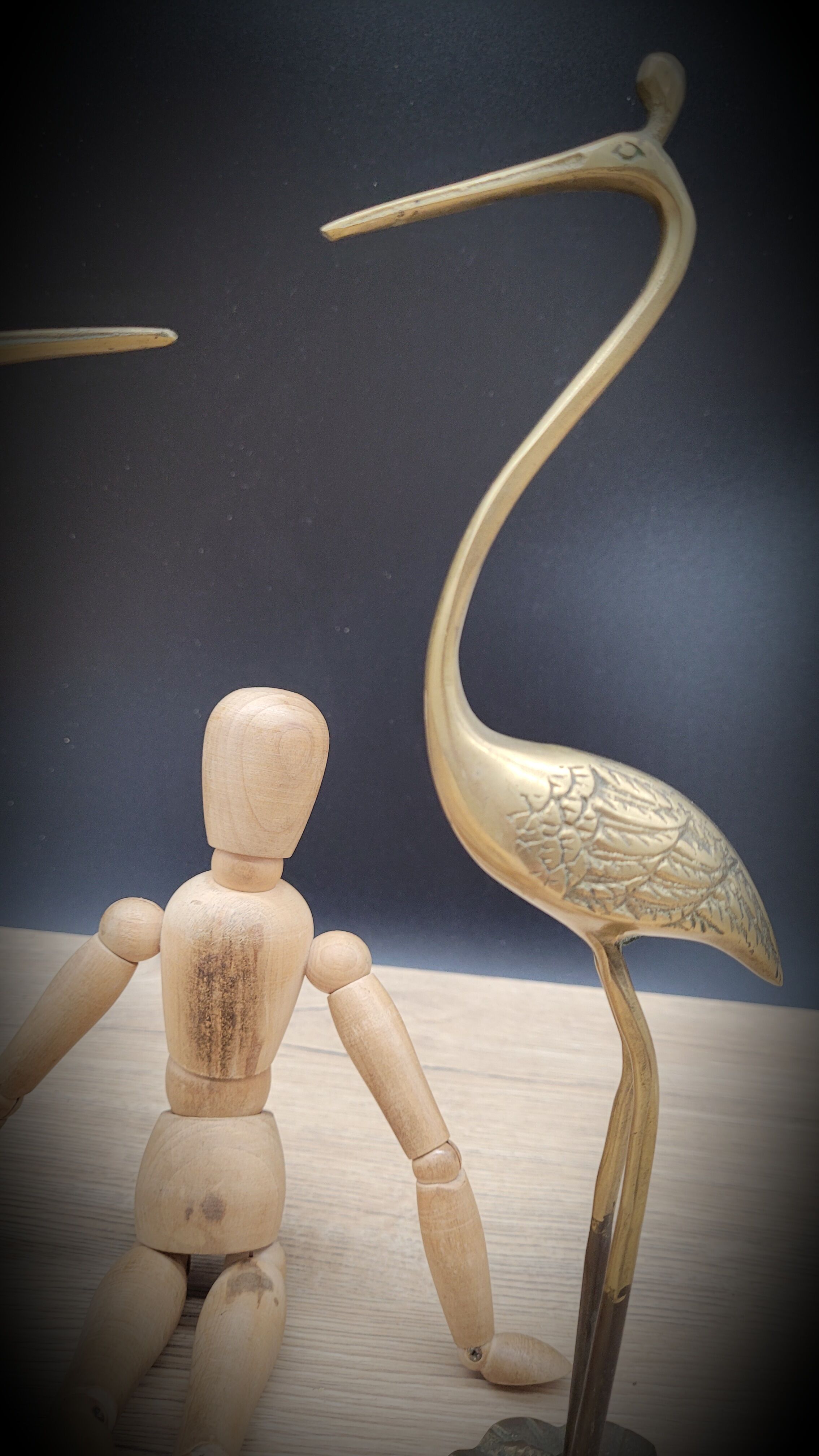 Duo ashy herons in brass