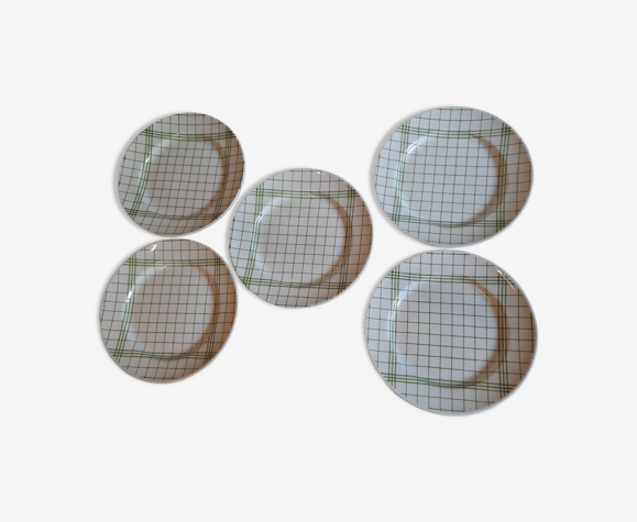 5 assiettes plates de Gien style nappe