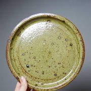 Vintage condiment service in glazed pyrite stoneware, artisanal Baudat La Borne style.