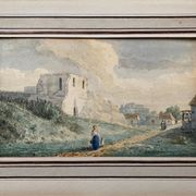 Watercolor painting around 1870 "The ballad" signed with Marie Louise