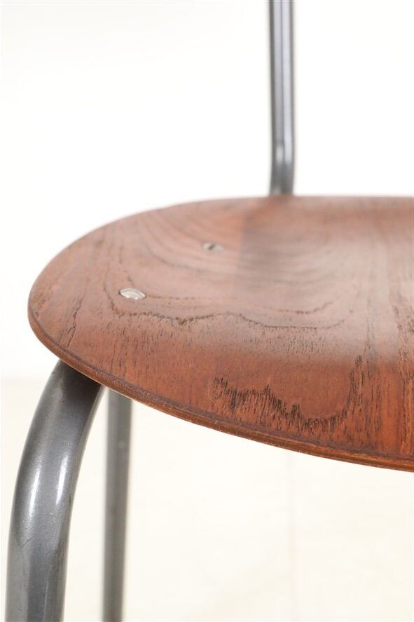 High-quality restored mid-century teak / tubular steel chair / Danish industrial design / 1960s / 1970s