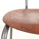 High-quality restored mid-century teak / tubular steel chair / Danish industrial design / 1960s / 1970s