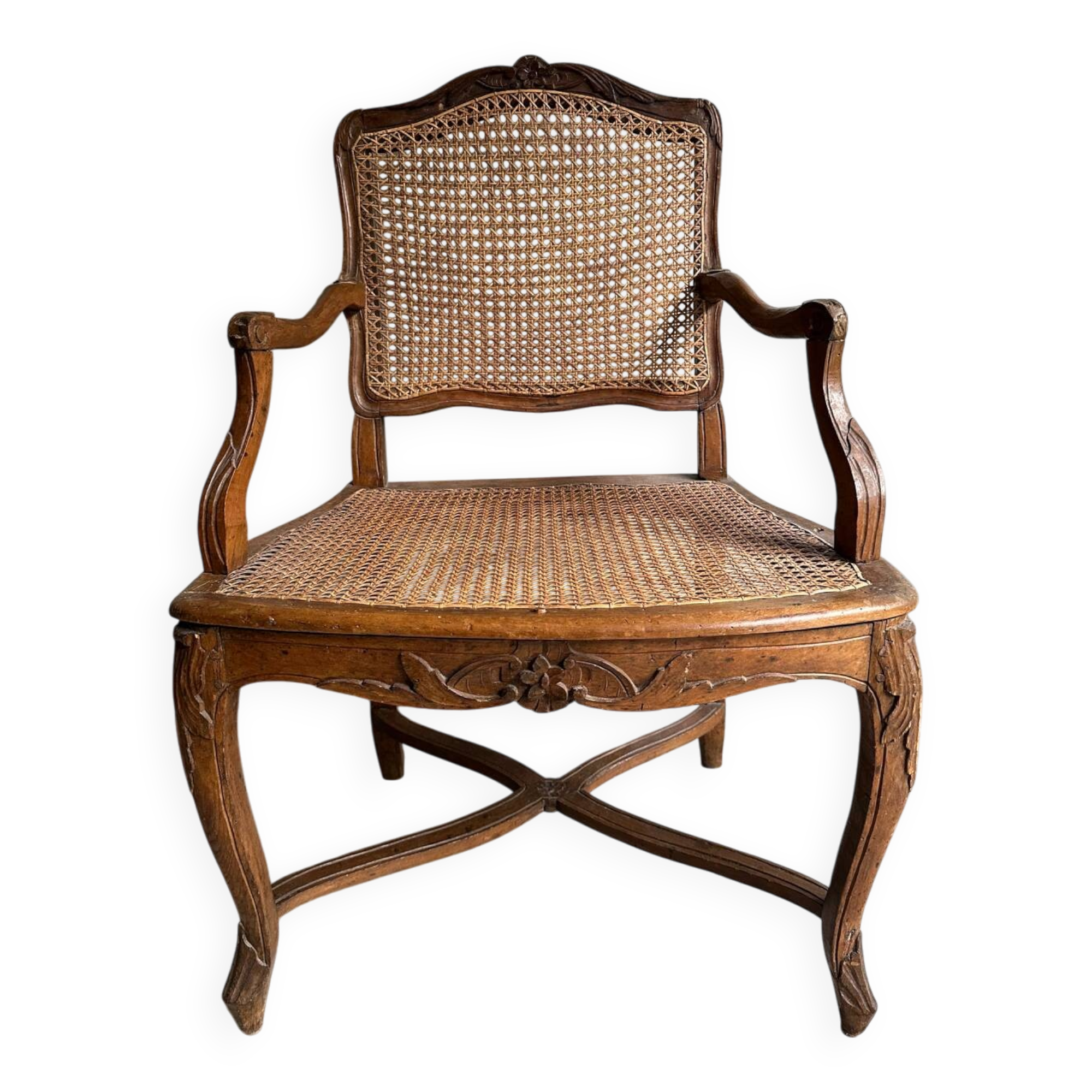 Regency armchair with stretcher