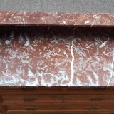 Oak and marble chest of drawers