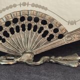 Table mirror vintage engraved glass fan