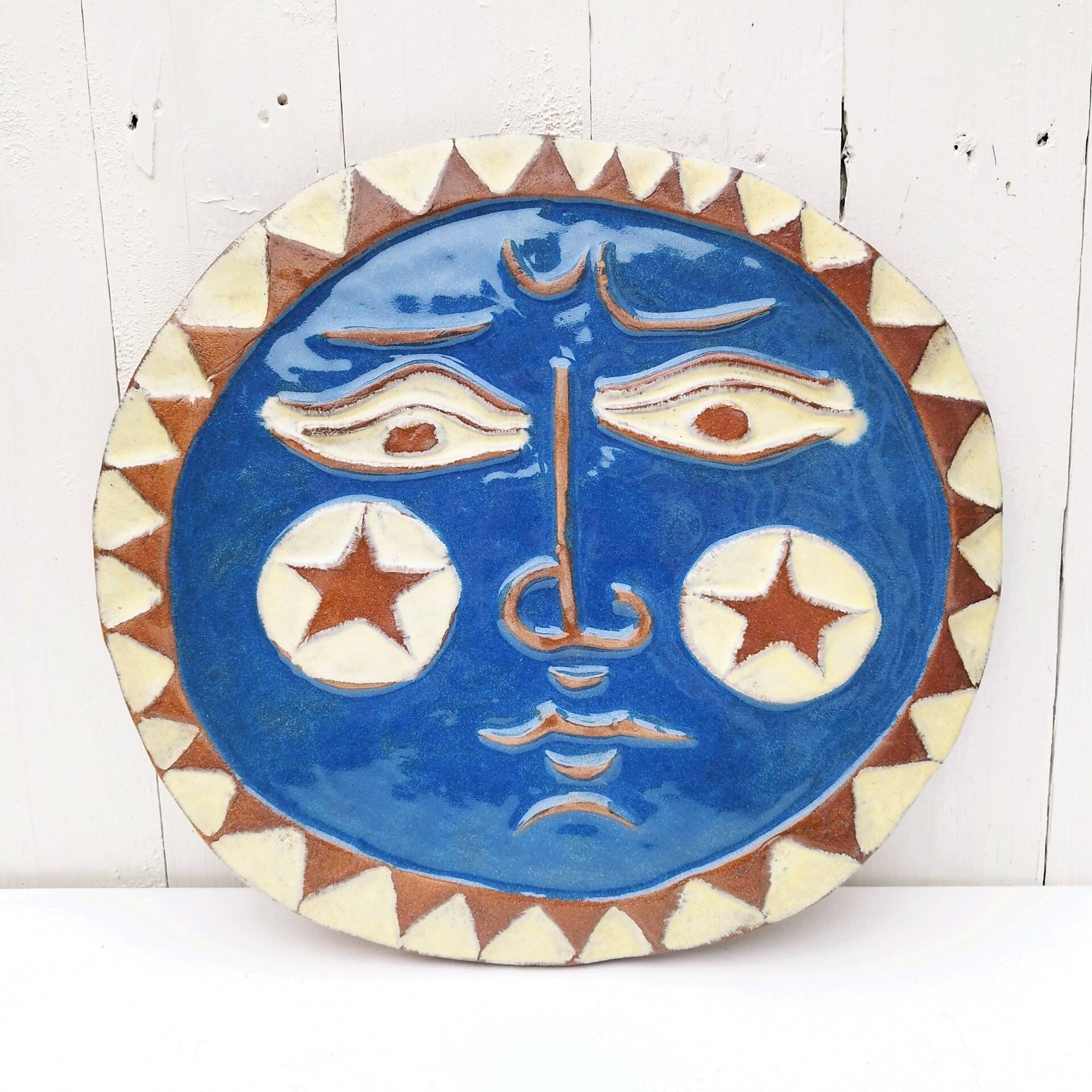 Large glazed ceramic sun Angel Vera