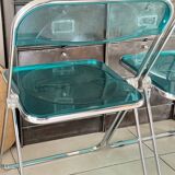 Set of 4 Castelli blue Plia folding chairs