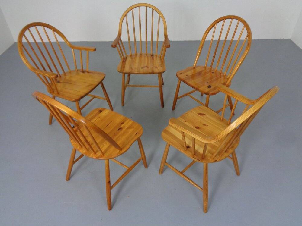 Pine Chairs by Erik Ole Jørgensen, Set of 5