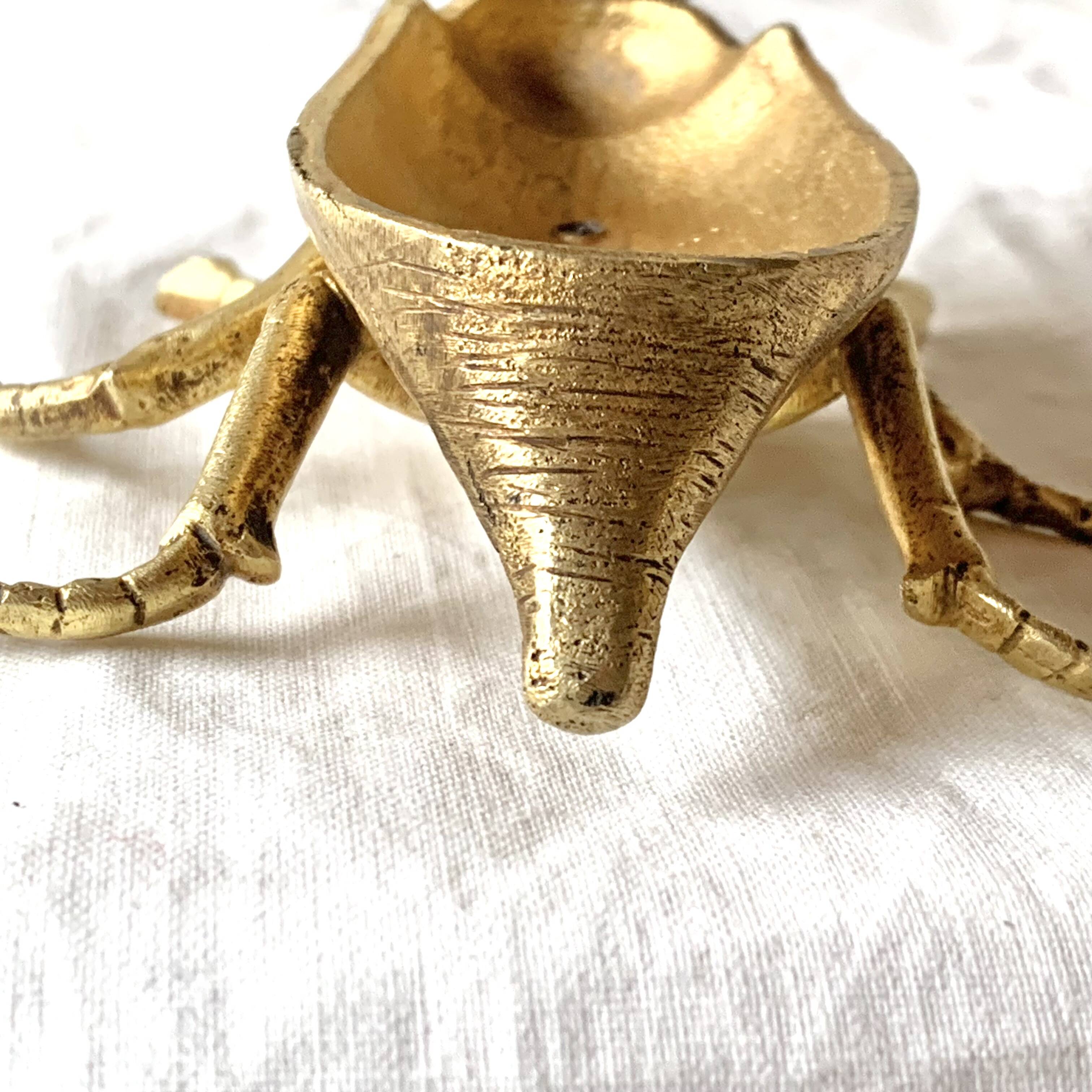 Vintage golden brass scarab