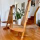 Pair of sculptural chairs in teak and rattan, Bali, 1990s