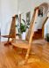 Pair of sculptural chairs in teak and rattan, Bali, 1990s