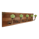 Wall-mounted coat rack with 5 hooks in sage green, stained wood and patinated metal – 50cm