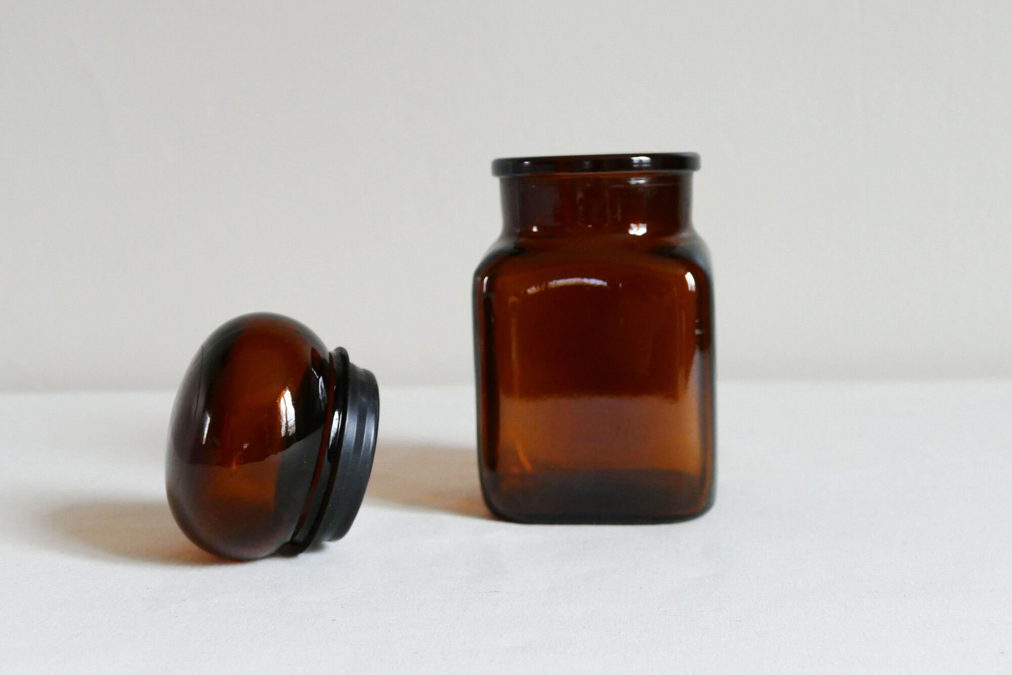 Vintage brown apothecary jar for kitchen food storage
