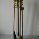 Ancien serviteur 4 outils de cheminée pomme de pin pince patte de coq en bronze/laiton