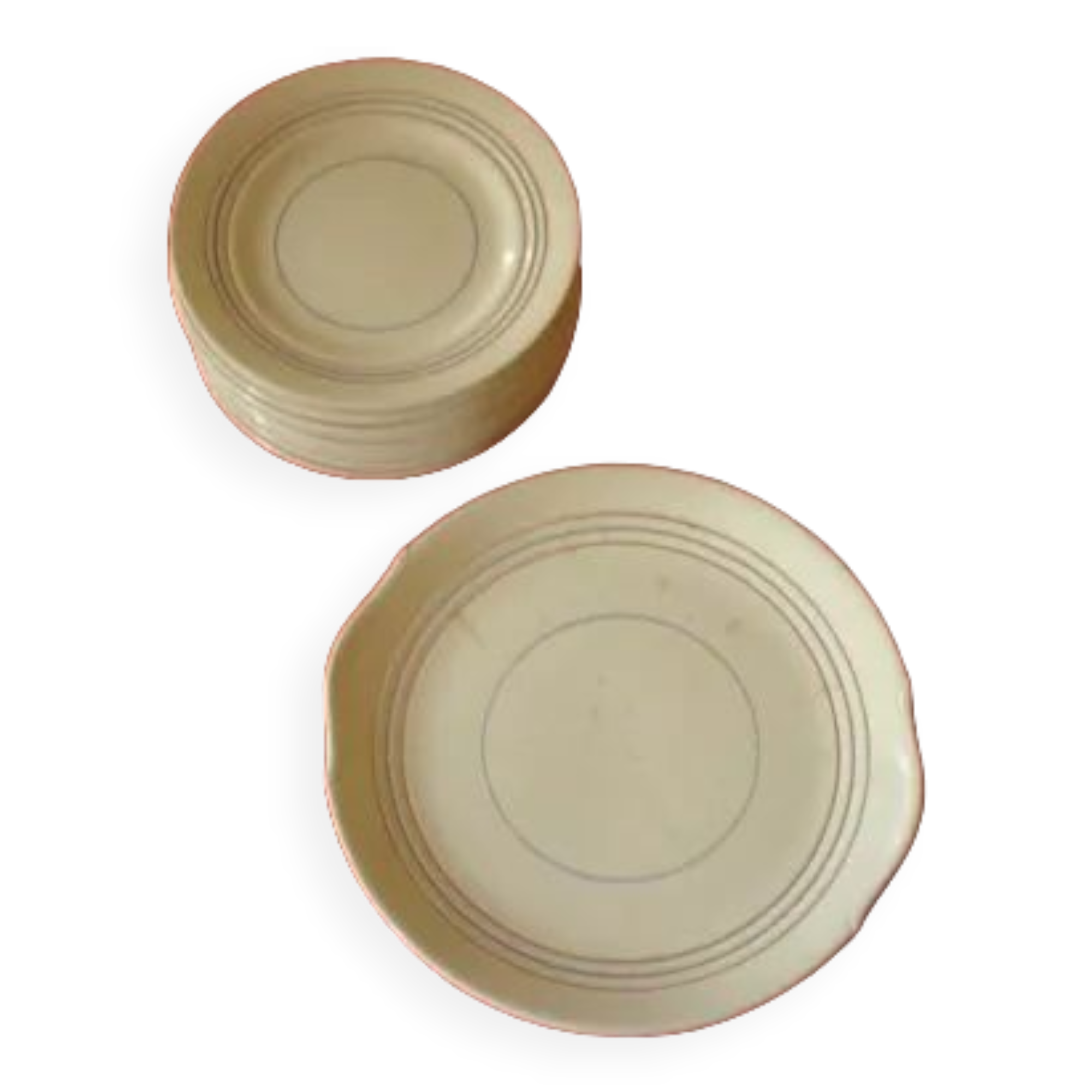 Old dessert service in porcelain Céranord, 13 pieces