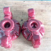 Bougeoirs en céramique artisanale bordeaux