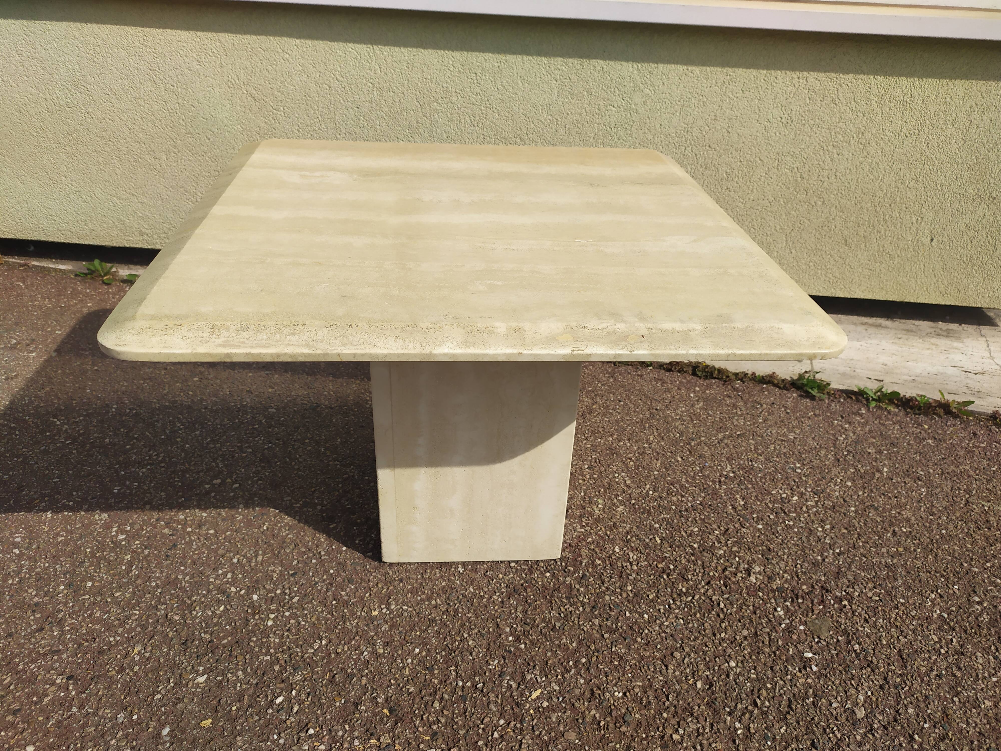 Square travertine coffee table