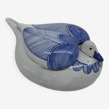 boite oiseau en faience bleue