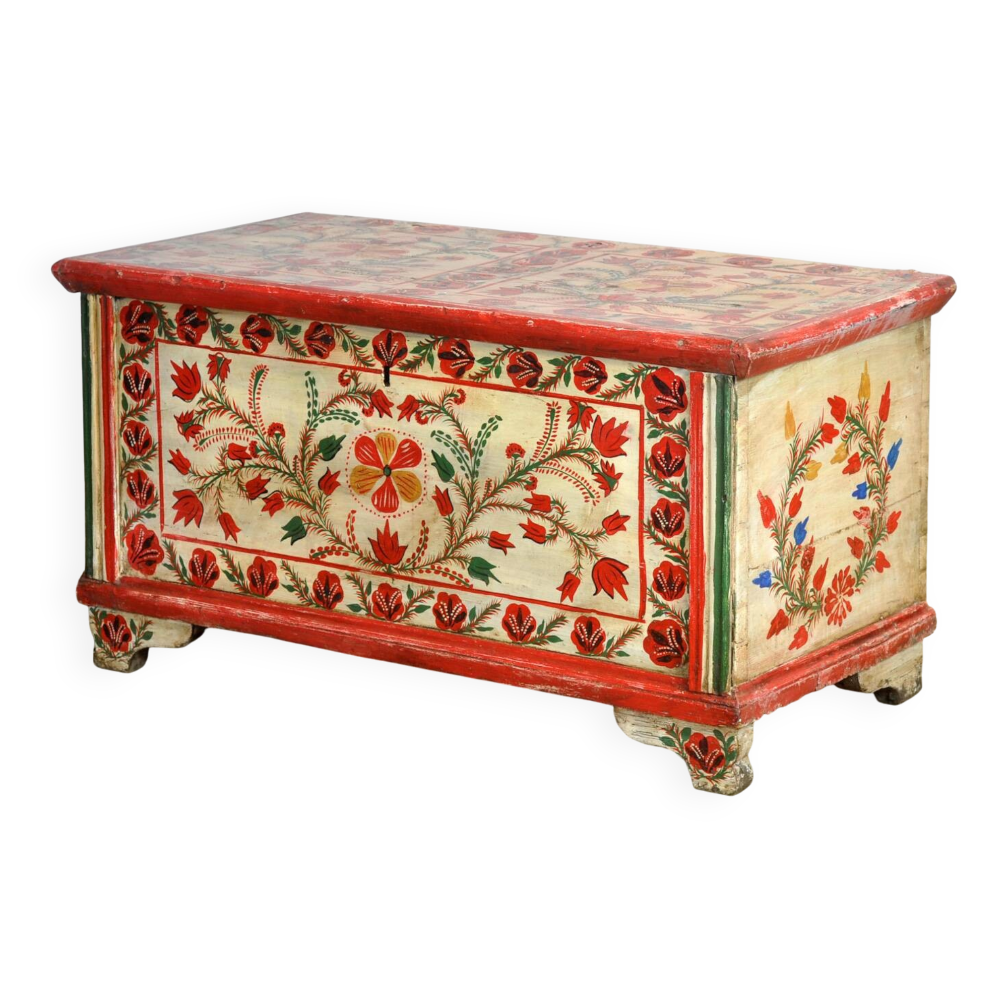 Coffre de mariée d'art populaire, vers 1950