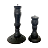 Black wooden candlesticks