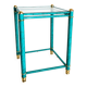 Hollywood Regency Faux Malachite Side Table with Glass Shelves