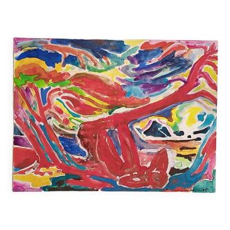 Pierre Lacroux (1909-1993) Gouache - 24 x 32 cm - Reclining Nude - November 85