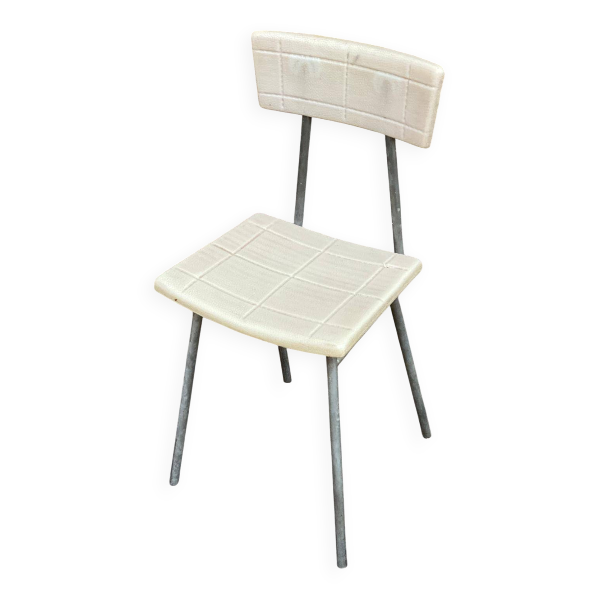 Children's chair, grey metal and beige plastic, 1970s