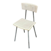 Chaise enfant métal gris et plastique beige années 70
