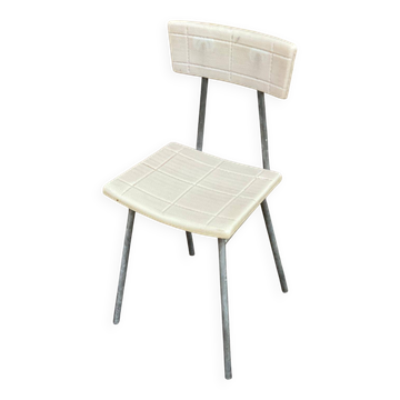 Children's chair, grey metal and beige plastic, 1970s
