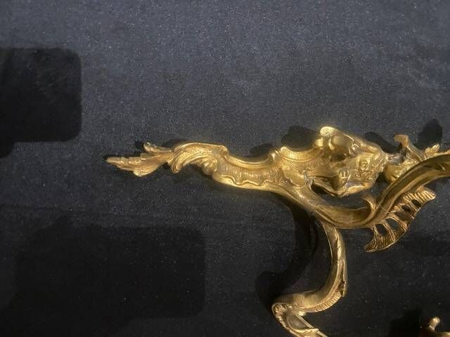 A pair of gilt bronze wall sconces in the chinese style - louis xv style