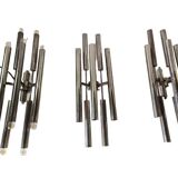 3 large 1960s wall lights in nickel-plated brass