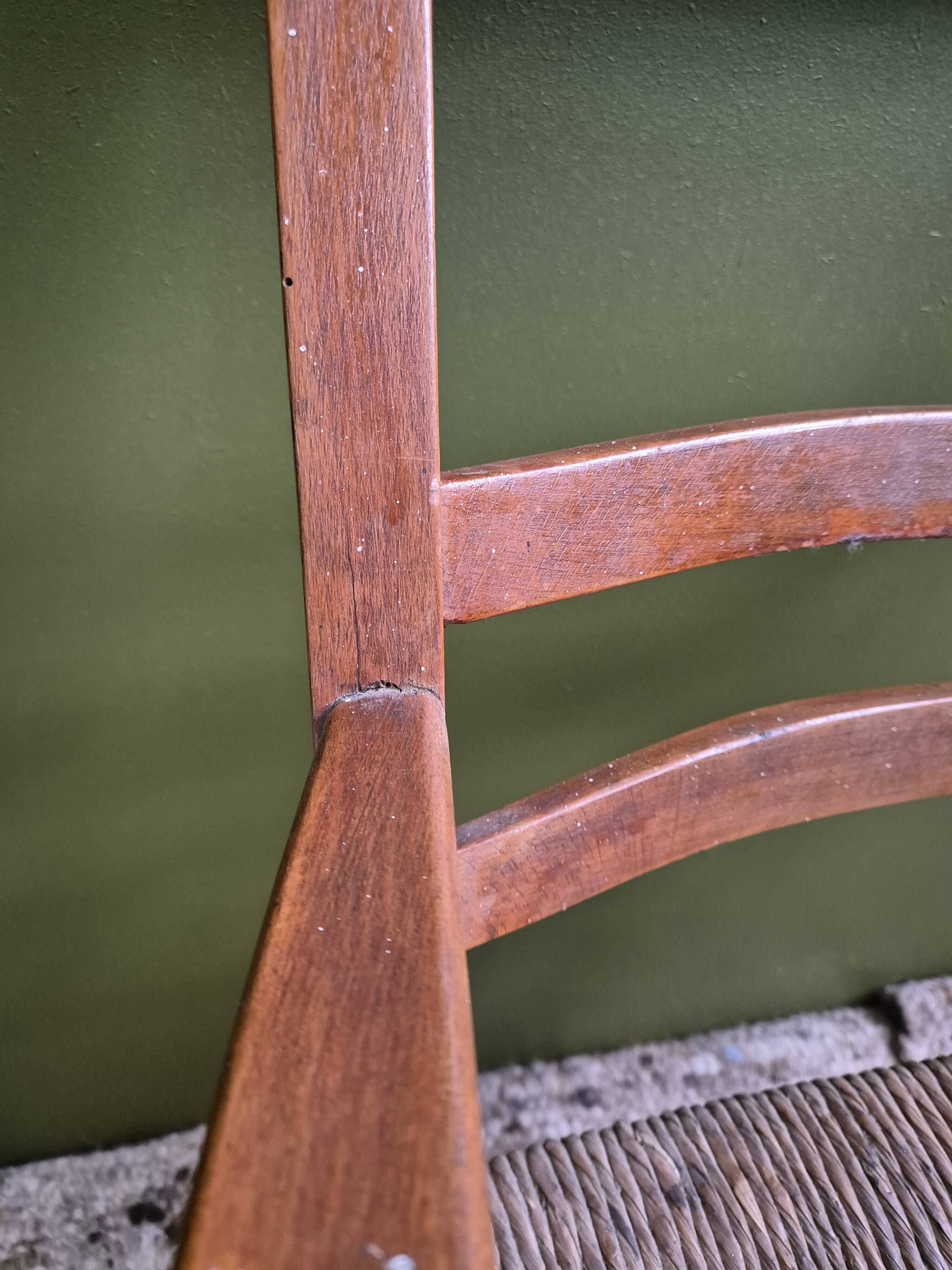 Straw and wood armchair