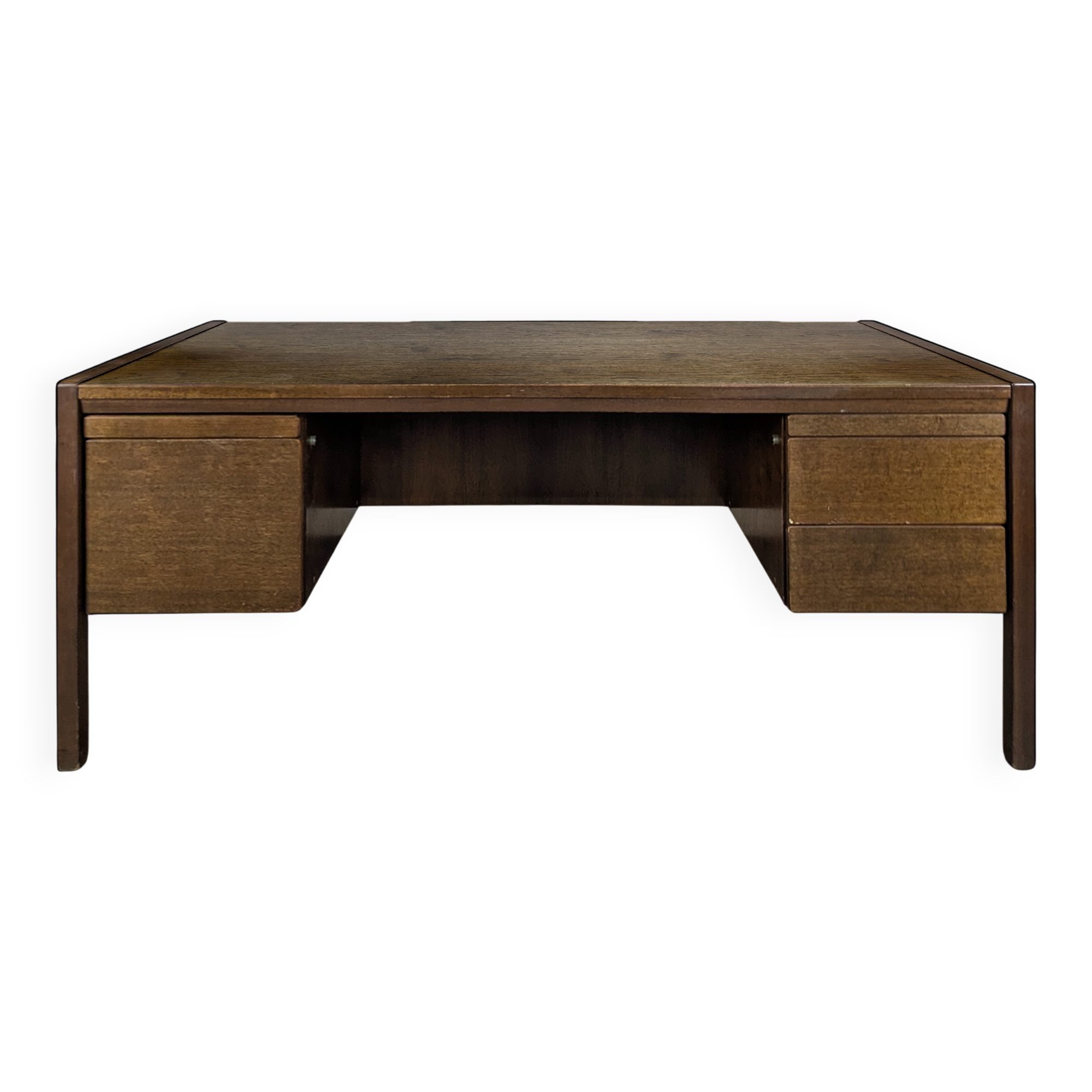 Large Scandinavian executive desk in solid walnut.