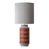 Lampe de table en céramique Bay Keramik Mid-Century moderne surdimensionnée, abat-jour en soie neuve