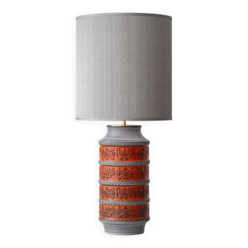 Lampe de table en céramique Bay Keramik Mid-Century moderne surdimensionnée, abat-jour en soie neuve