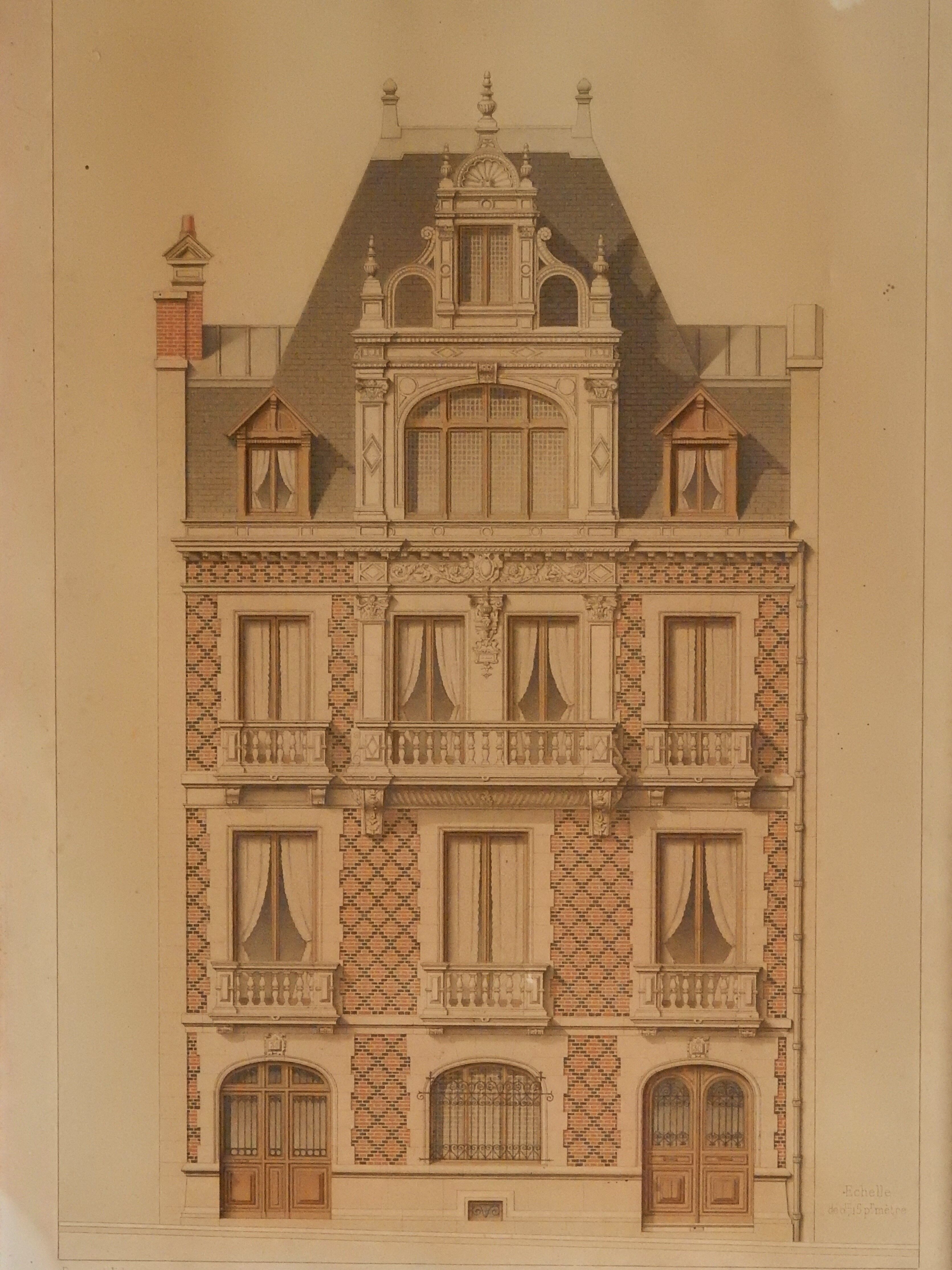 Lithograph board architecture ordinary brick