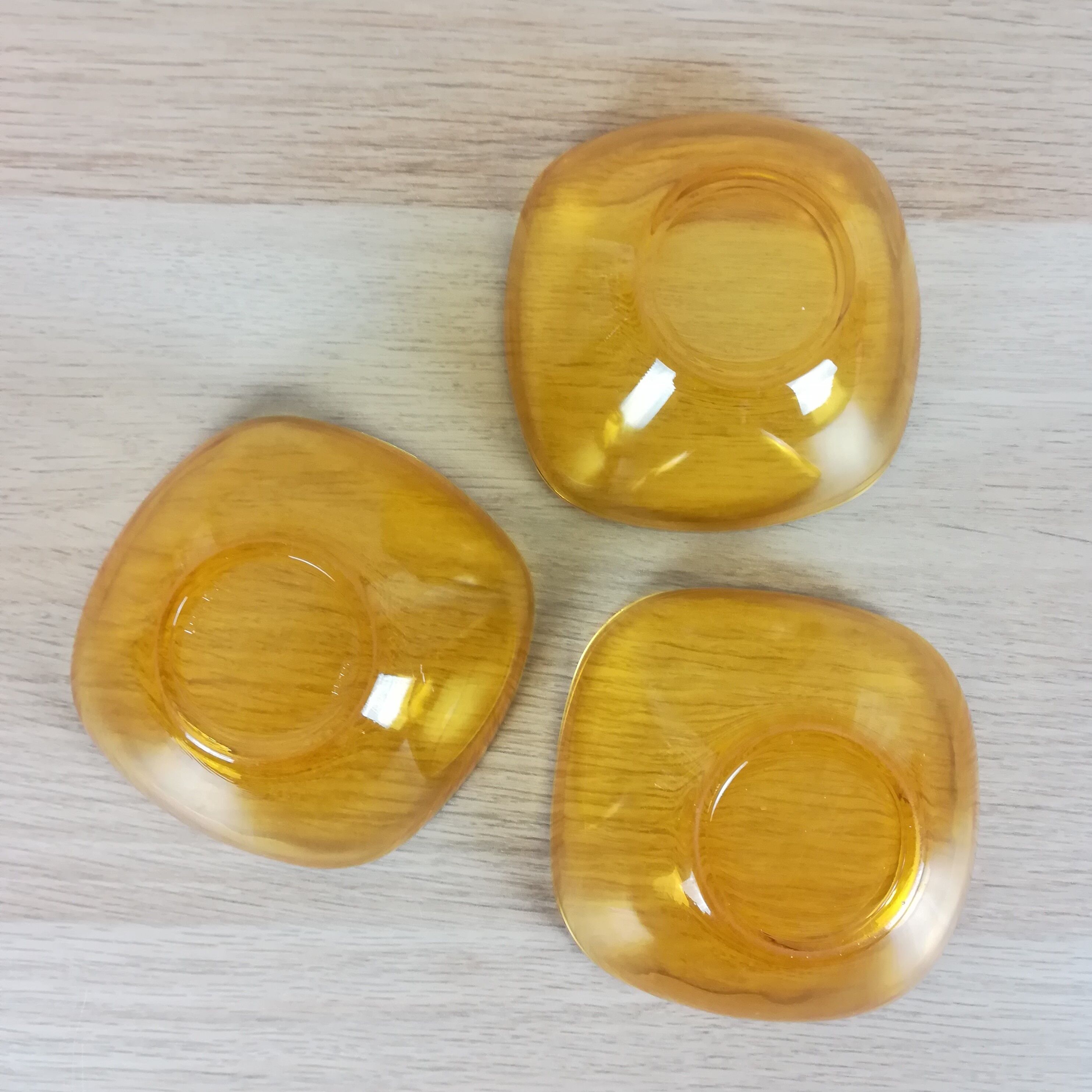 3 ramekins in Vereco amber glass