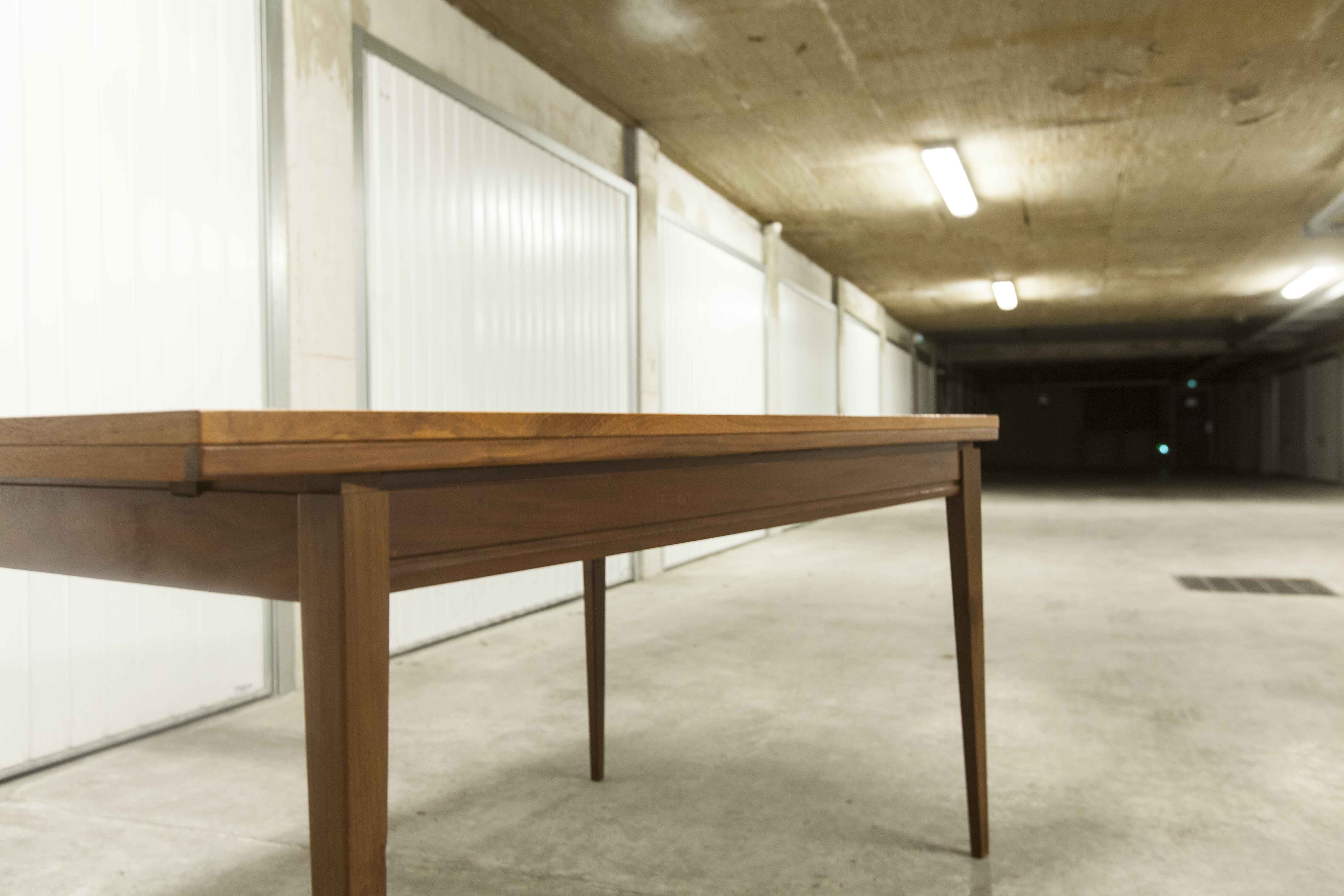 60's rectangular Scandinavian table with extension cords