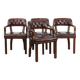 Set of four cowhide leather Chesterfield dining chairs in English style