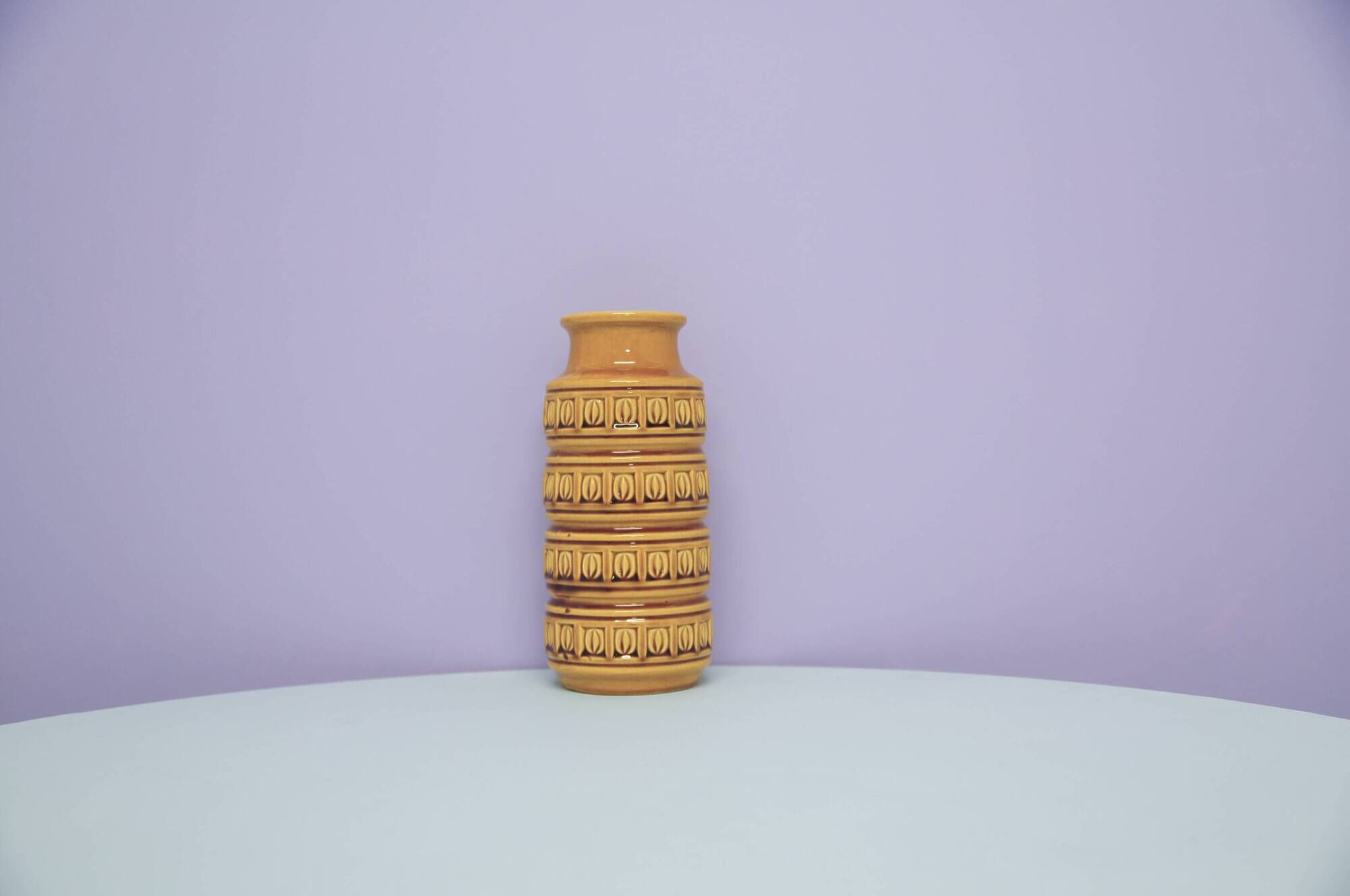 vintage ochre yellow West Germany vase of coffee beans Scheurich