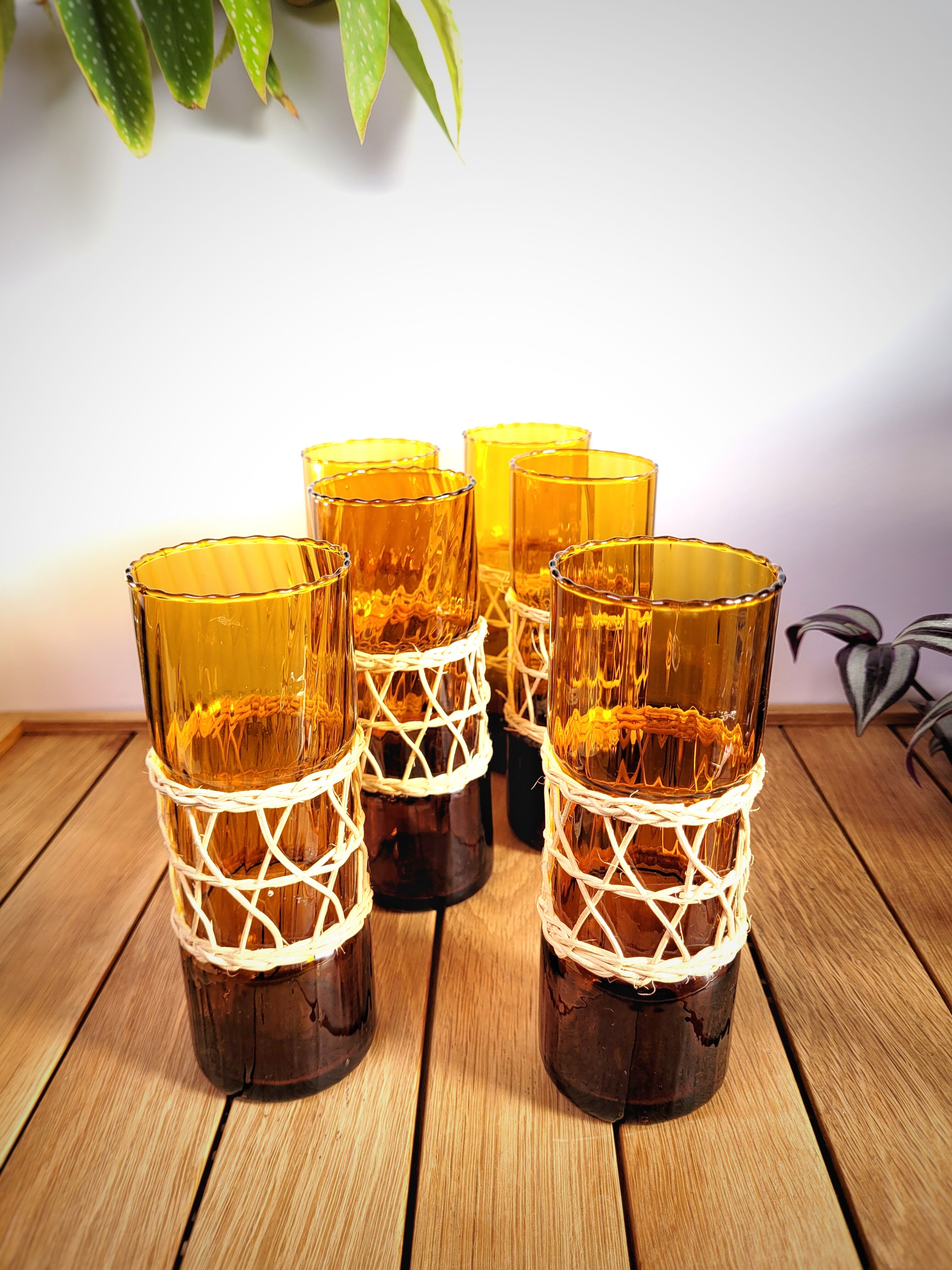 Amber & wicker glasses
