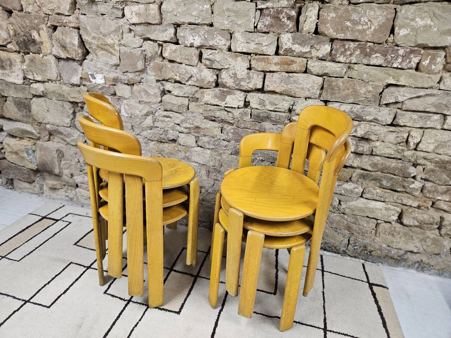 Lot of vintage bruno rey 1970" chairs