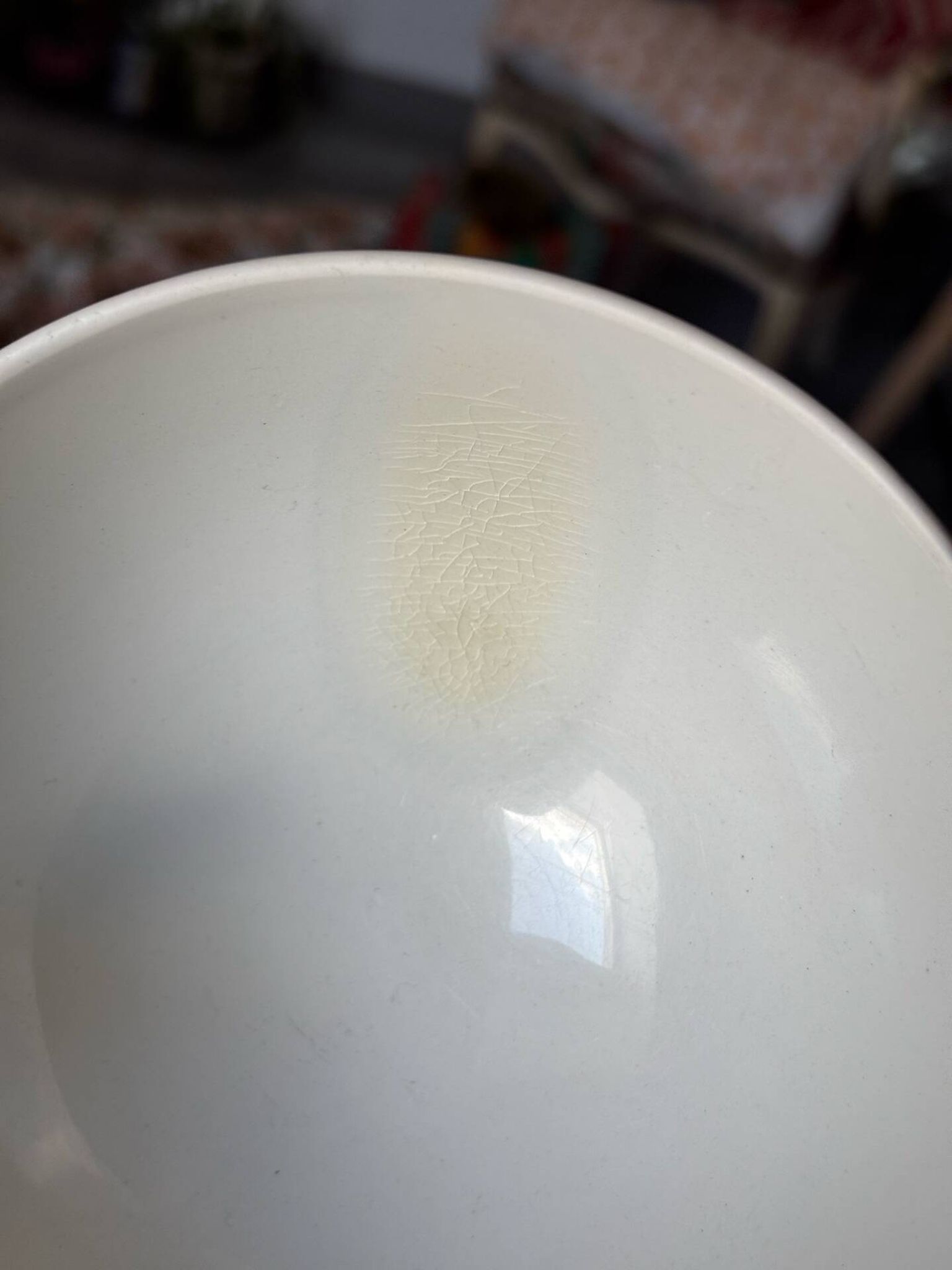Old faceted bowl in pink earthenware